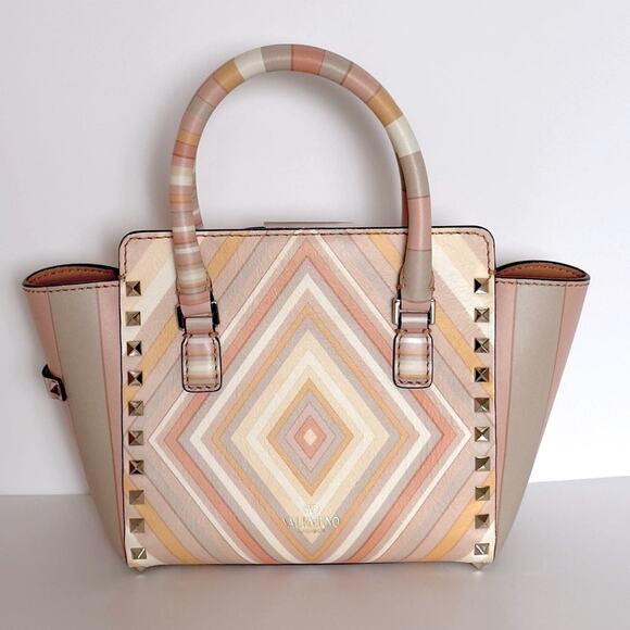Valentino Pastel Multicolor Leather Small Native Couture 1975 Rockstud Bag Tote - Picture 11 of 17